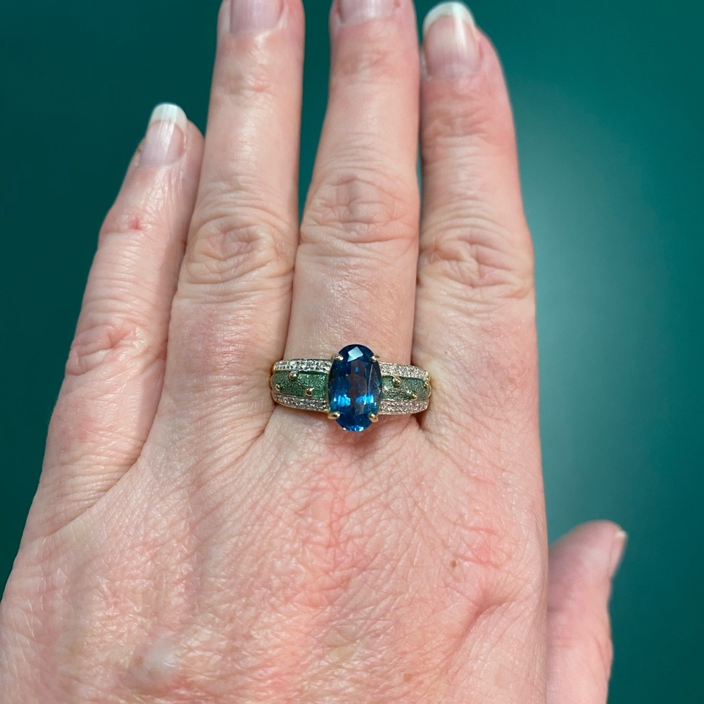 London blue topaz and diamond ring